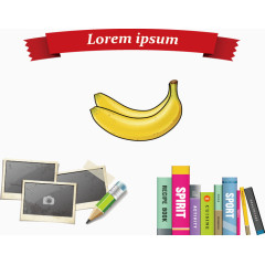 矢量手绘书本照片