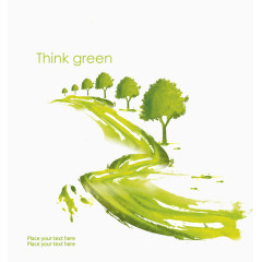 绿色羊肠小道小树