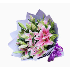 多色百合花蝴蝶结