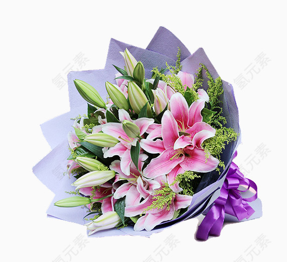 多色百合花蝴蝶结