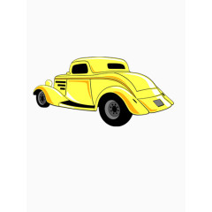 黄色卡通汽车 矢量图