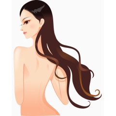 卡通手绘长发裸体美女