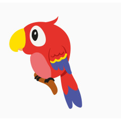 卡通手绘彩色啄木鸟 