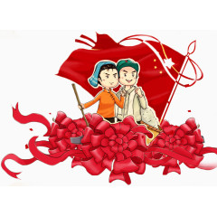 工人革命劳动红花插图