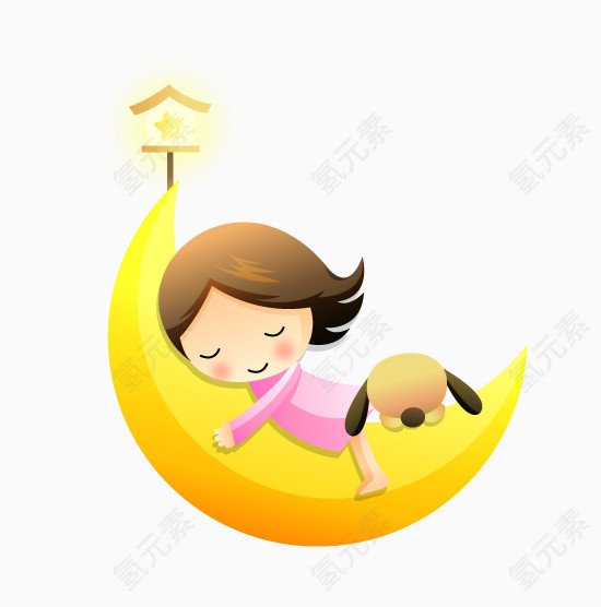 卡通可爱睡觉小女孩