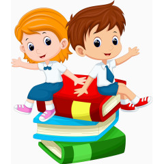 坐在书上的小孩