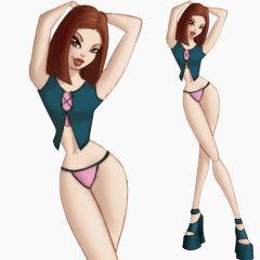 手绘人物卡通女孩素材