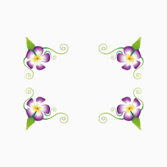 紫色花卉边角装饰