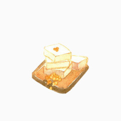 小清新简约水彩豆腐