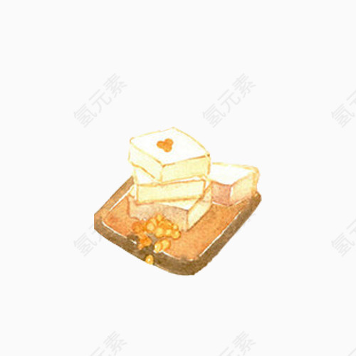 小清新简约水彩豆腐