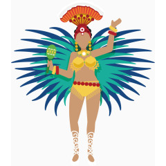 巴西女郎卡通手绘图标元素