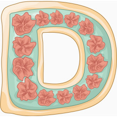 D字母甜甜圈卡通手绘装饰元素