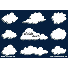 各种手绘白云对话框