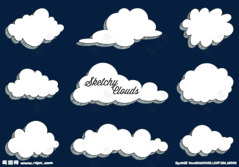 各种手绘白云对话框