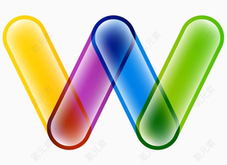 彩色果冻拼接字母w