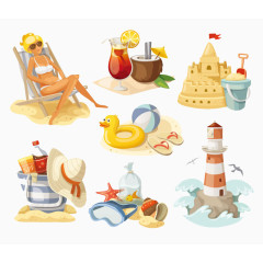 7款度假沙滩元素设计矢量素材