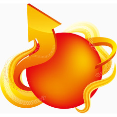 黄色动感箭头圆形标签