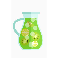 卡通绿色水果果汁