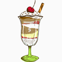 冰淇淋美食线稿