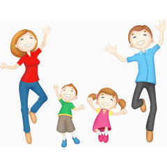 卡通手绘人物儿童一家人