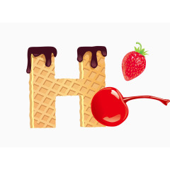 水果威化饼干英文字体字母H