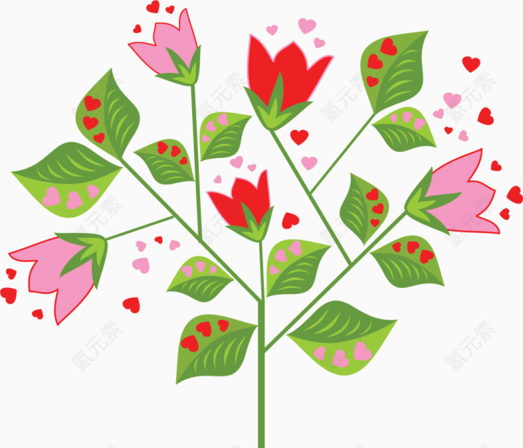 装饰花朵手绘线条粉色