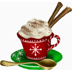 卡通红色杯子里的冰淇淋