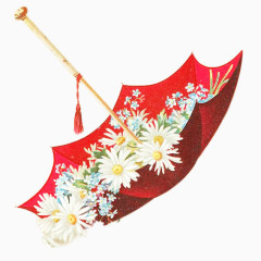 卡通手绘古风古典伞小雏菊