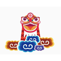 彩绘舞狮祥云传统