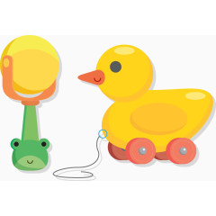 卡通矢量婴儿玩具黄色鸭子摇铃