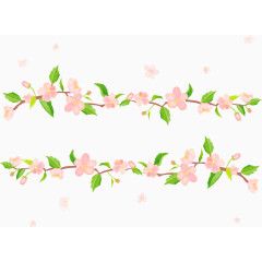 桃花装饰粉色绿叶