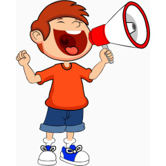 呐喊的小男孩卡通手绘装饰元素