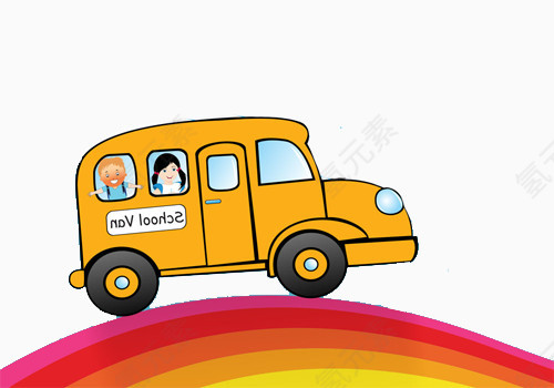 走在彩虹上的校车