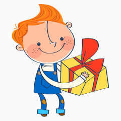 拿着礼盒的男孩