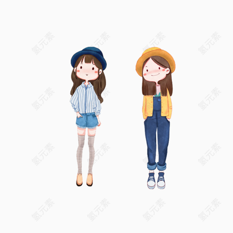 两个穿休闲装的女孩