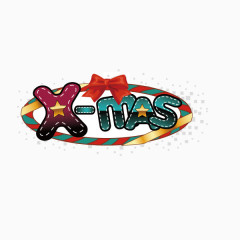x-mas 礼节 圆环 彩色发光 海报banner字体