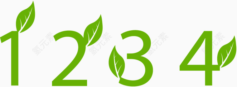 树叶装饰字母1234