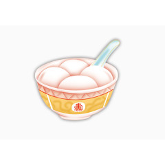一碗元宵或者汤圆卡通手绘