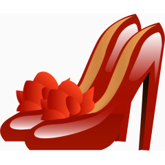 卡通手绘红色高跟鞋 