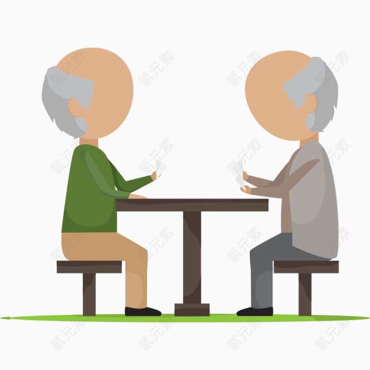 两位老人打牌场景