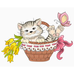 小猫和花篮子