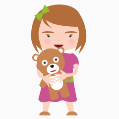 抱着小熊的小女孩