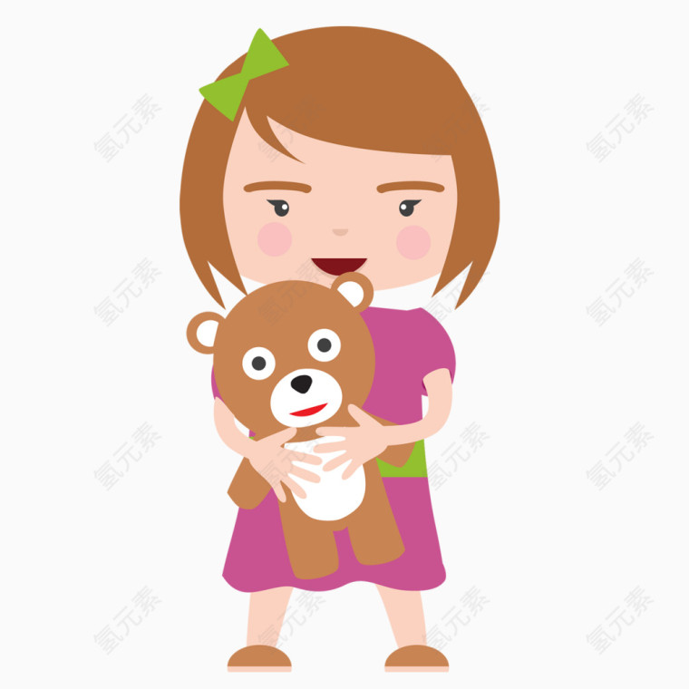 抱着小熊的小女孩