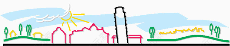 简约彩色城市线条剪影