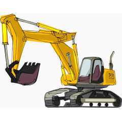 手绘线条黄色工程车