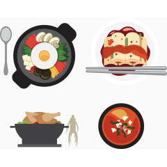 韩式料理简易画图标元素