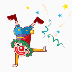 五彩小丑倒立玩耍圣诞帽