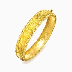 周生生黄金手镯足金水波边结婚嫁妆手镯女款09513K二