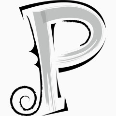 卡通欧式简约花纹英文艺术字母P