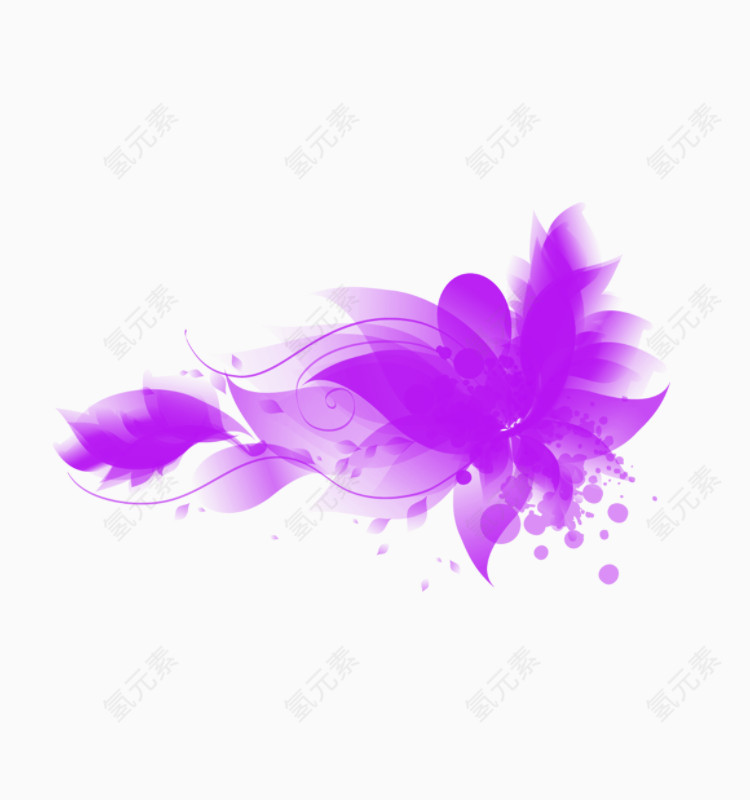 梦幻紫情手绘装饰元素免抠png素材